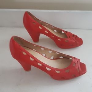 Red Peep-Toe Heels